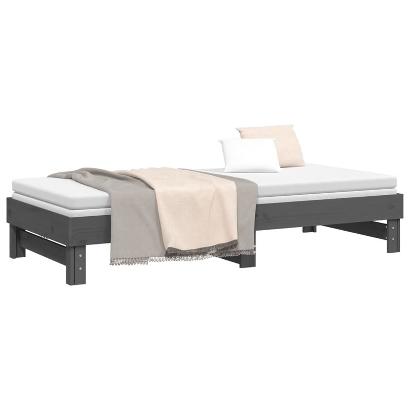 Casa si Gradina - Mobilier - Paturi si accesorii - Paturi - Pat de zi extensibil, gri, 2x(90x200) cm, lemn masiv de pin - Infinity.ro