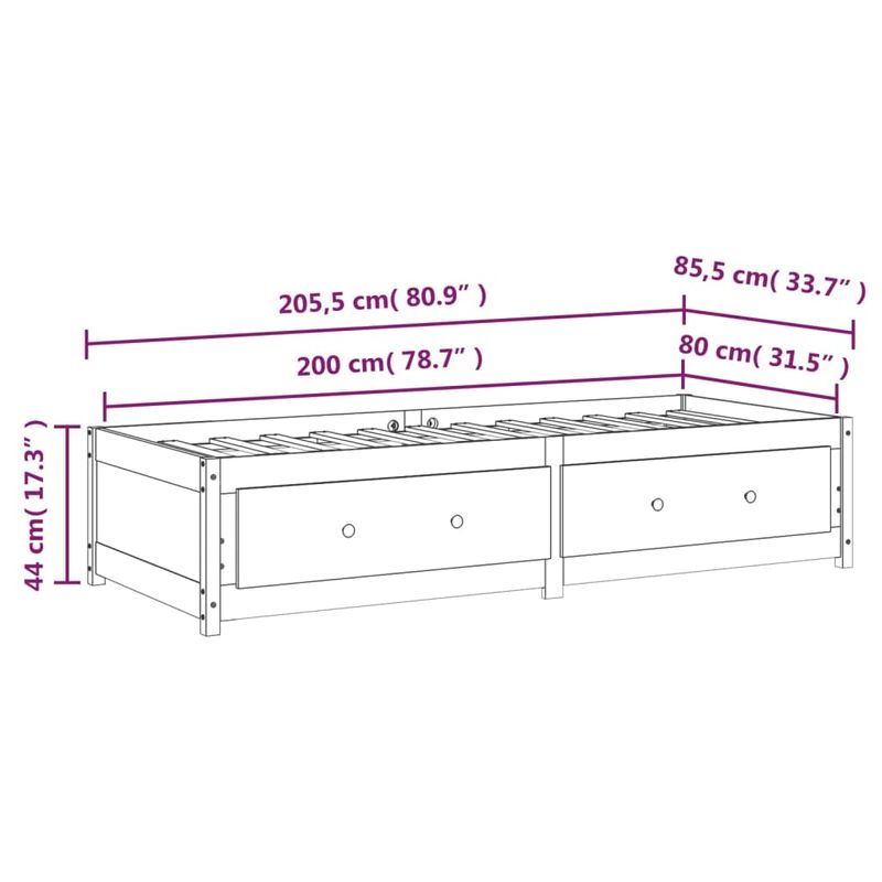 Casa si Gradina - Mobilier - Paturi si accesorii - Paturi - Pat de zi, alb, 80x200 cm, lemn masiv de pin - Infinity.ro