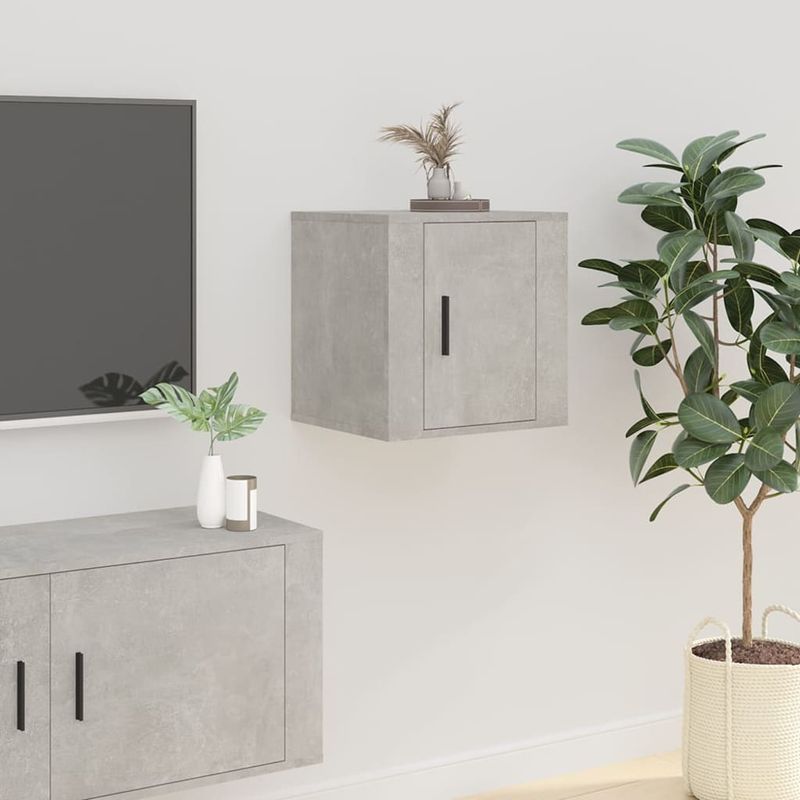 Casa si Gradina - Mobilier - Comode si corpuri - Comode - Dulap TV cu montaj pe perete, 2 buc., gri beton, 40x34,5x40 cm - Infinity.ro