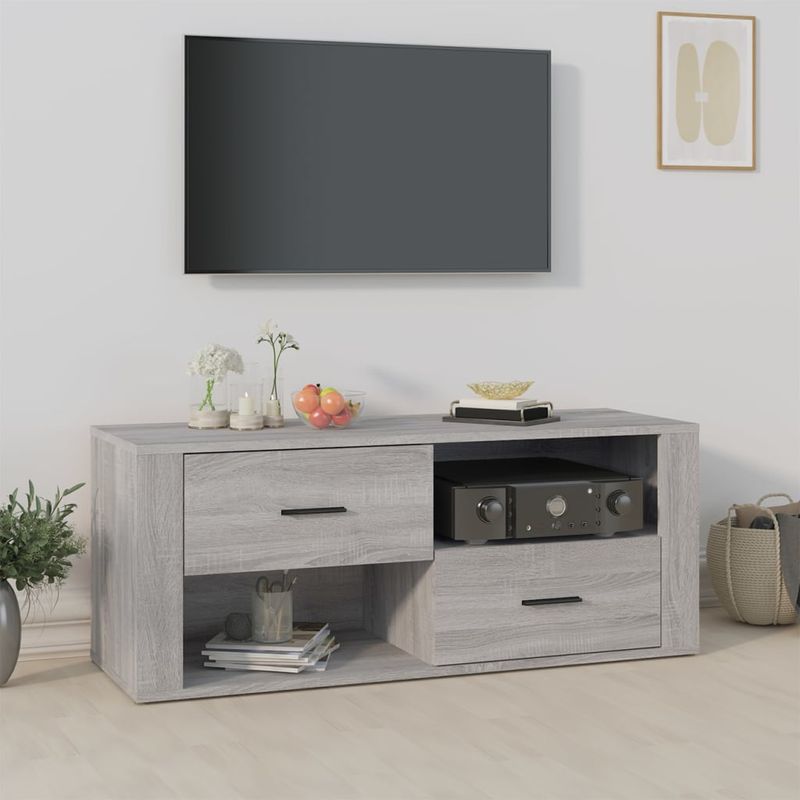 Casa si Gradina - Mobilier - Comode si corpuri - Comode - Comoda TV, gri sonoma, 100x35x40 cm, lemn prelucrat - Infinity.ro