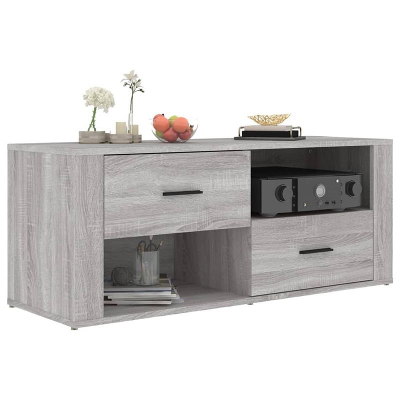 Casa si Gradina - Mobilier - Comode si corpuri - Comode - Comoda TV, gri sonoma, 100x35x40 cm, lemn prelucrat - Infinity.ro