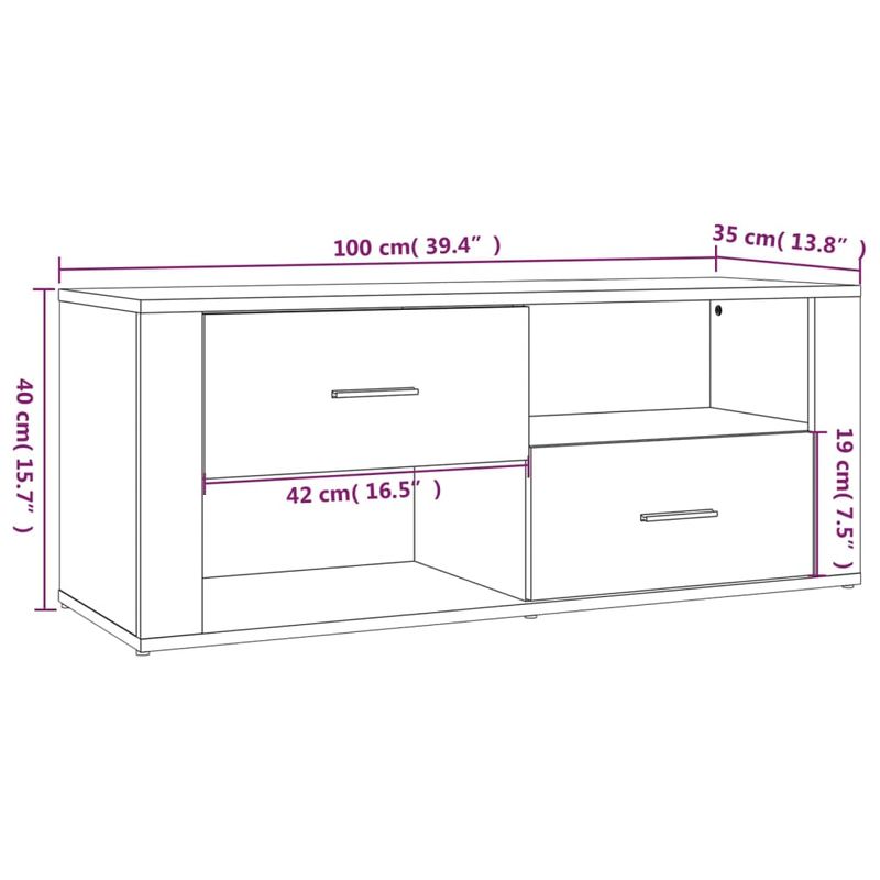 Casa si Gradina - Mobilier - Comode si corpuri - Comode - Comoda TV, gri sonoma, 100x35x40 cm, lemn prelucrat - Infinity.ro