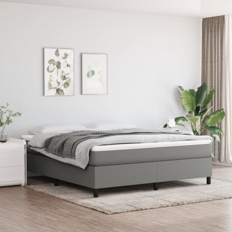 Casa si Gradina - Mobilier - Paturi si accesorii - Paturi - Pat box spring cu saltea, gri inchis, 180x200 cm, textil - Infinity.ro