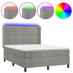 Casa si Gradina - Mobilier - Paturi si accesorii - Paturi - Pat continental cu saltea si LED gri deschis 140x190 cm catifea - Infinity.ro