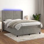 Casa si Gradina - Mobilier - Paturi si accesorii - Paturi - Pat continental cu saltea si LED gri deschis 140x190 cm catifea - Infinity.ro
