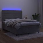 Casa si Gradina - Mobilier - Paturi si accesorii - Paturi - Pat continental cu saltea si LED gri deschis 140x190 cm catifea - Infinity.ro