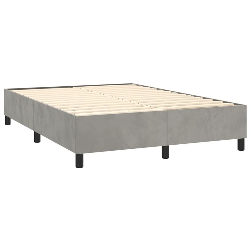 Casa si Gradina - Mobilier - Paturi si accesorii - Paturi - Pat continental cu saltea si LED gri deschis 140x190 cm catifea - Infinity.ro