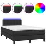 Casa si Gradina - Mobilier - Paturi si accesorii - Paturi - Pat continental cu saltea și LED, saltea și LED, negru, 120x200cm, piele ecologica, model nasturi - Infinity.ro