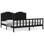 Casa si Gradina - Mobilier - Paturi si accesorii - Paturi - Cadru de pat cu tablie Small Single, negru, lemn masiv - Infinity.ro