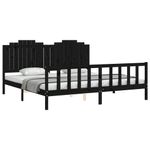 Casa si Gradina - Mobilier - Paturi si accesorii - Paturi - Cadru de pat cu tablie Small Single, negru, lemn masiv - Infinity.ro