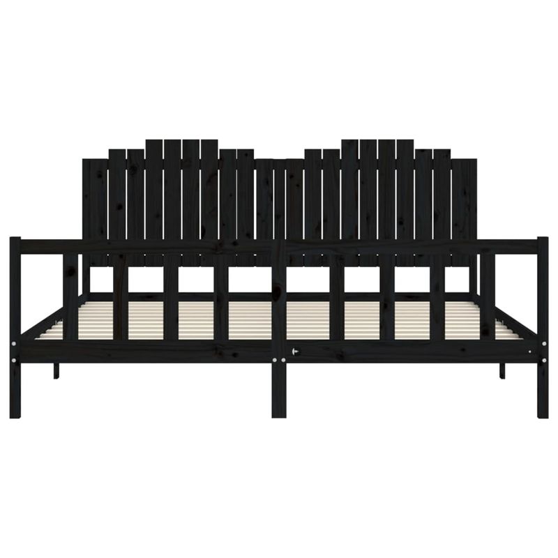 Casa si Gradina - Mobilier - Paturi si accesorii - Paturi - Cadru de pat cu tablie Small Single, negru, lemn masiv - Infinity.ro