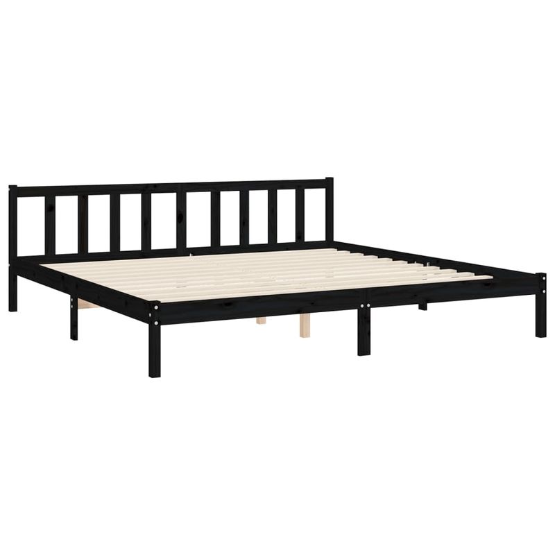 Casa si Gradina - Mobilier - Paturi si accesorii - Paturi - Cadru de pat cu tablie Small Single, negru, lemn masiv - Infinity.ro