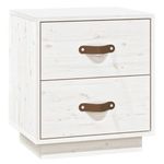 Casa si Gradina - Mobilier - Comode si corpuri - Noptiere - Noptiera, 2 buc., alb, 40x34x45 cm, lemn masiv de pin - Infinity.ro