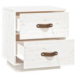 Casa si Gradina - Mobilier - Comode si corpuri - Noptiere - Noptiera, 2 buc., alb, 40x34x45 cm, lemn masiv de pin - Infinity.ro