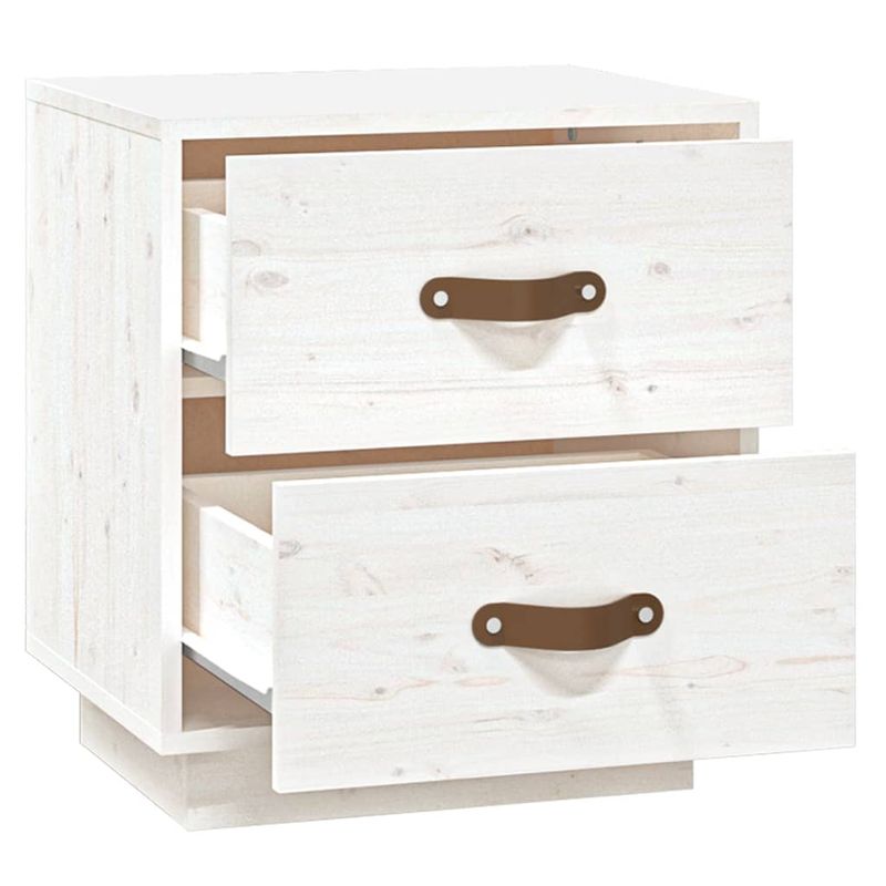 Casa si Gradina - Mobilier - Comode si corpuri - Noptiere - Noptiera, 2 buc., alb, 40x34x45 cm, lemn masiv de pin - Infinity.ro