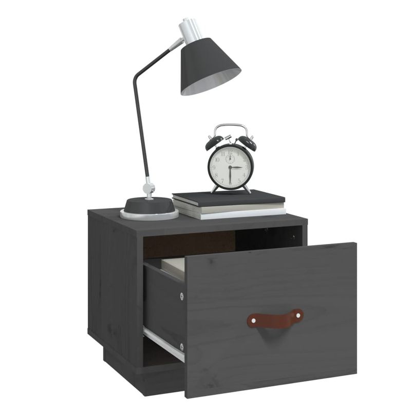 Casa si Gradina - Mobilier - Comode si corpuri - Noptiere - Noptiera, 2 buc., gri, 40x34x35 cm, lemn masiv de pin - Infinity.ro