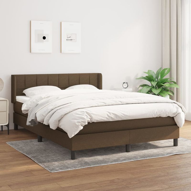 Casa si Gradina - Mobilier - Paturi si accesorii - Paturi - Pat continental cu saltea, maro inchis, 140x200 cm, textil - Infinity.ro