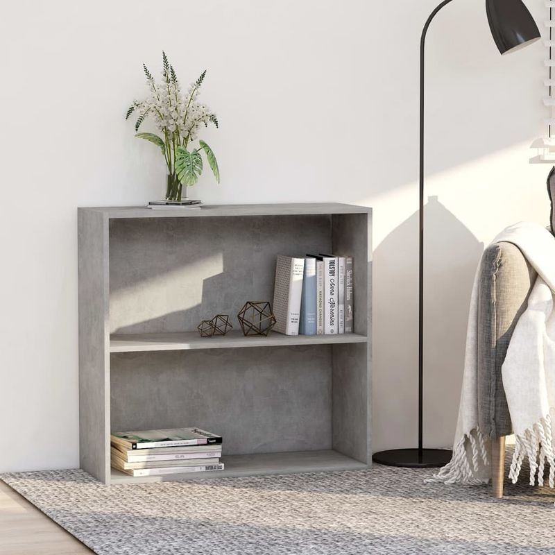Casa si Gradina - Mobilier - Biblioteci si rafturi - Biblioteci - Biblioteca cu 2 rafturi, gri beton, 80 x 30 x 76,5 cm, PAL - Infinity.ro