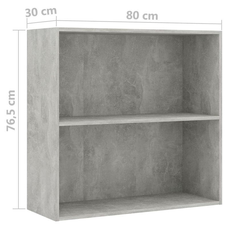 Casa si Gradina - Mobilier - Biblioteci si rafturi - Biblioteci - Biblioteca cu 2 rafturi, gri beton, 80 x 30 x 76,5 cm, PAL - Infinity.ro