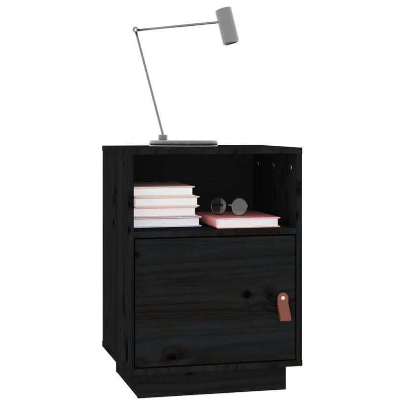 Casa si Gradina - Mobilier - Comode si corpuri - Noptiere - Noptiera, 2 buc., negru, 40x34x55 cm, lemn masiv de pin - Infinity.ro