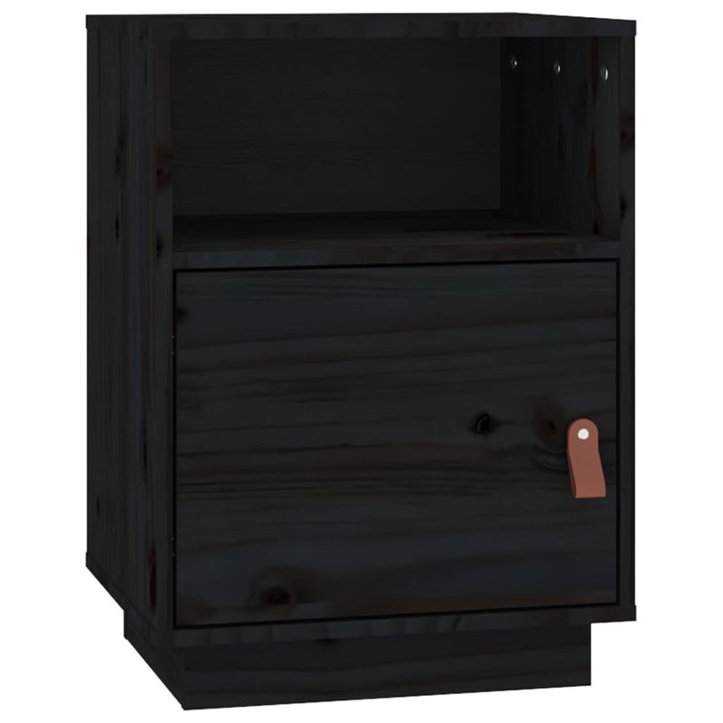 Casa si Gradina - Mobilier - Comode si corpuri - Noptiere - Noptiera, 2 buc., negru, 40x34x55 cm, lemn masiv de pin - Infinity.ro