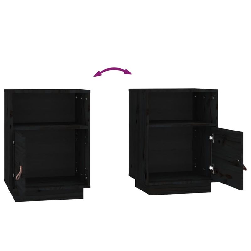 Casa si Gradina - Mobilier - Comode si corpuri - Noptiere - Noptiera, 2 buc., negru, 40x34x55 cm, lemn masiv de pin - Infinity.ro