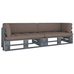 Casa si Gradina - Gradina si terasa - Mobilier exterior - Canapele si fotolii gradina - Canapea din paleti cu 2 locuri, cu perne, gri, lemn pin tratat - Infinity.ro