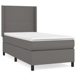 Casa si Gradina - Mobilier - Paturi si accesorii - Paturi - Pat box spring cu saltea, gri, 80x200 cm, piele ecologica - Infinity.ro
