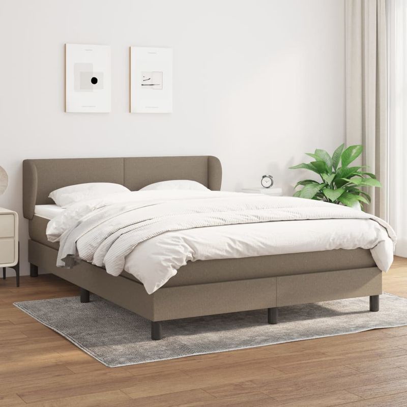 Casa si Gradina - Mobilier - Paturi si accesorii - Paturi - Pat continental cu saltea gri taupe 140x200 cm material textil - Infinity.ro