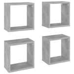 Casa si Gradina - Mobilier - Biblioteci si rafturi - Rafturi - Rafturi de perete cub, 4 buc., gri beton, 26x15x26 cm - Infinity.ro