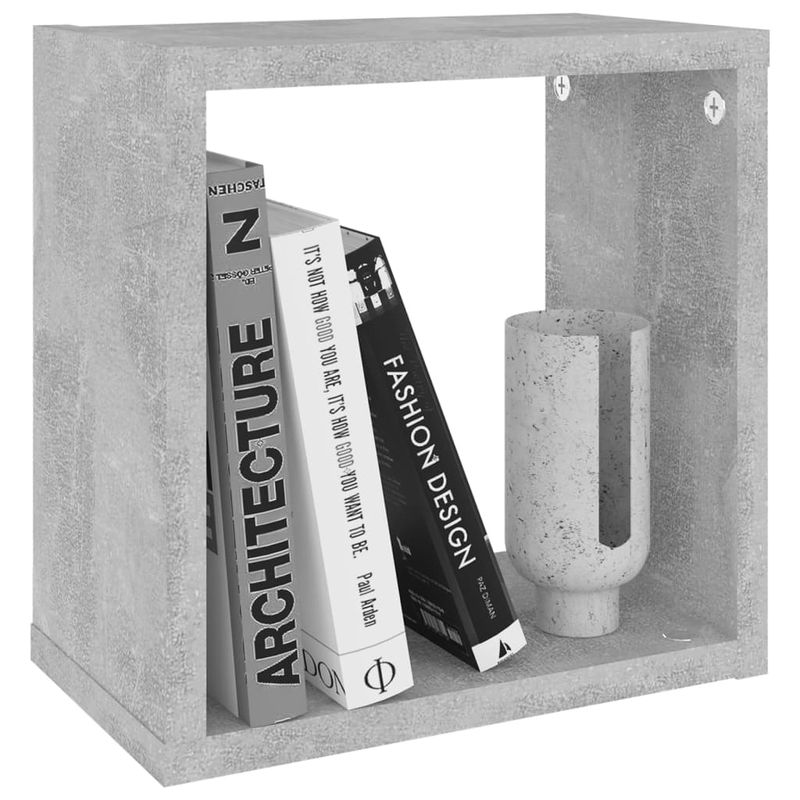 Casa si Gradina - Mobilier - Biblioteci si rafturi - Rafturi - Rafturi de perete cub, 4 buc., gri beton, 26x15x26 cm - Infinity.ro
