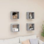 Casa si Gradina - Mobilier - Biblioteci si rafturi - Rafturi - Rafturi de perete cub, 4 buc., gri beton, 26x15x26 cm - Infinity.ro