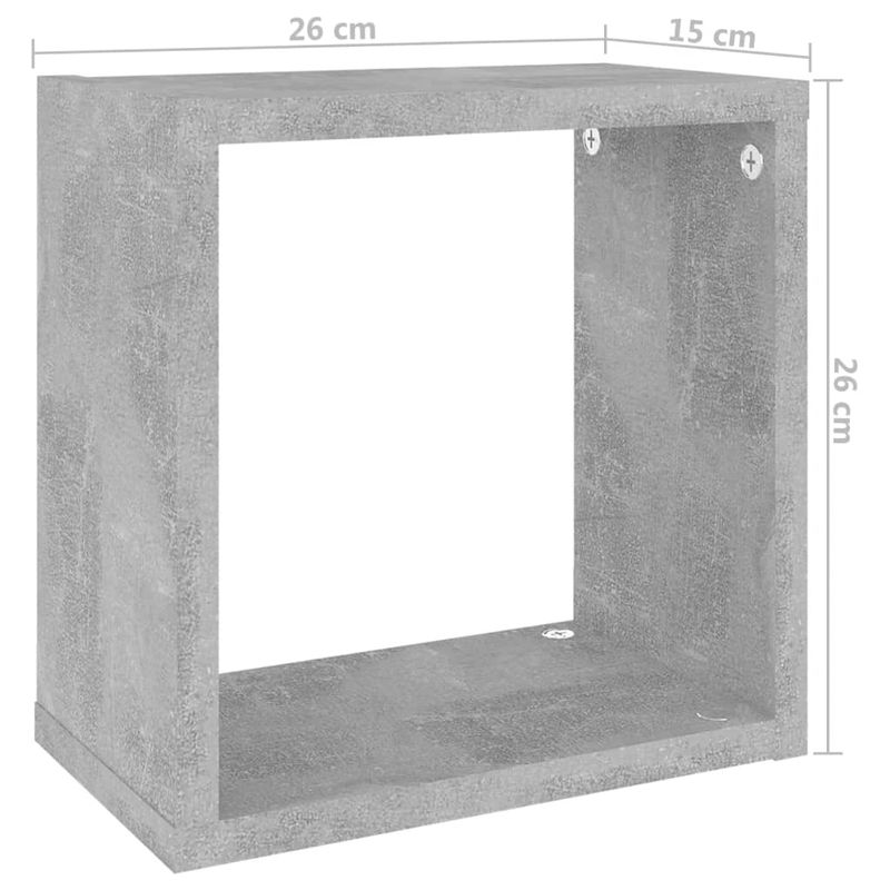 Casa si Gradina - Mobilier - Biblioteci si rafturi - Rafturi - Rafturi de perete cub, 4 buc., gri beton, 26x15x26 cm - Infinity.ro