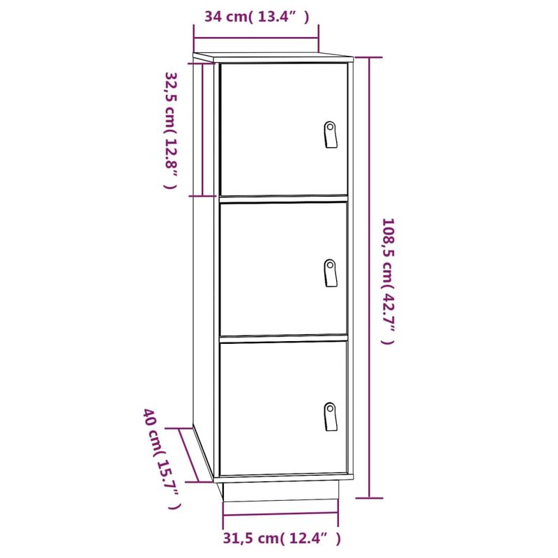 Casa si Gradina - Mobilier - Comode si corpuri - Corpuri bucatarie - Dulap inalt, 34x40x108,5 cm, lemn masiv de pin - Infinity.ro
