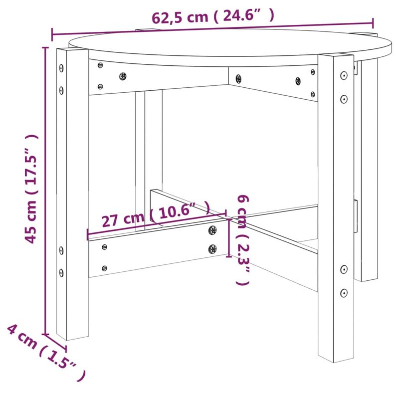 Casa si Gradina - Mobilier - Mese si birouri - Masute de cafea - Masuta de cafea, Ø 62,5x45 cm, lemn masiv de pin - Infinity.ro