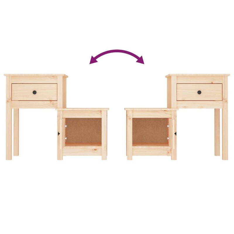 Casa si Gradina - Mobilier - Comode si corpuri - Noptiere - Noptiera, 2 buc., 79,5x38x65,5 cm, lemn masiv de pin - Infinity.ro