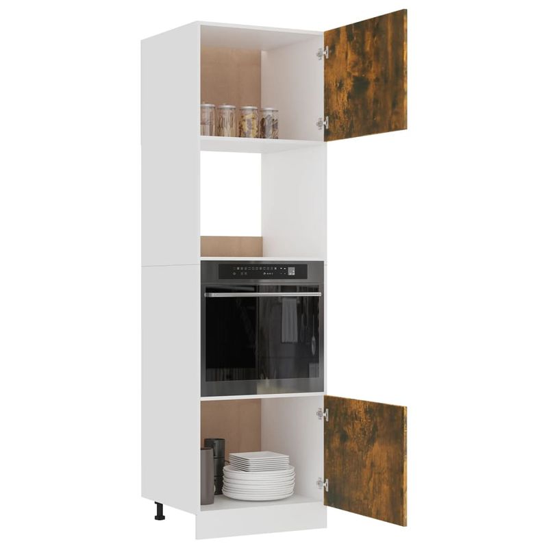 Casa si Gradina - Mobilier - Comode si corpuri - Corpuri bucatarie - Dulap cuptor microunde stejar afumat 60x57x207cm lemn prelucrat - Infinity.ro