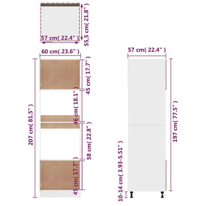 Casa si Gradina - Mobilier - Comode si corpuri - Corpuri bucatarie - Dulap cuptor microunde stejar afumat 60x57x207cm lemn prelucrat - Infinity.ro
