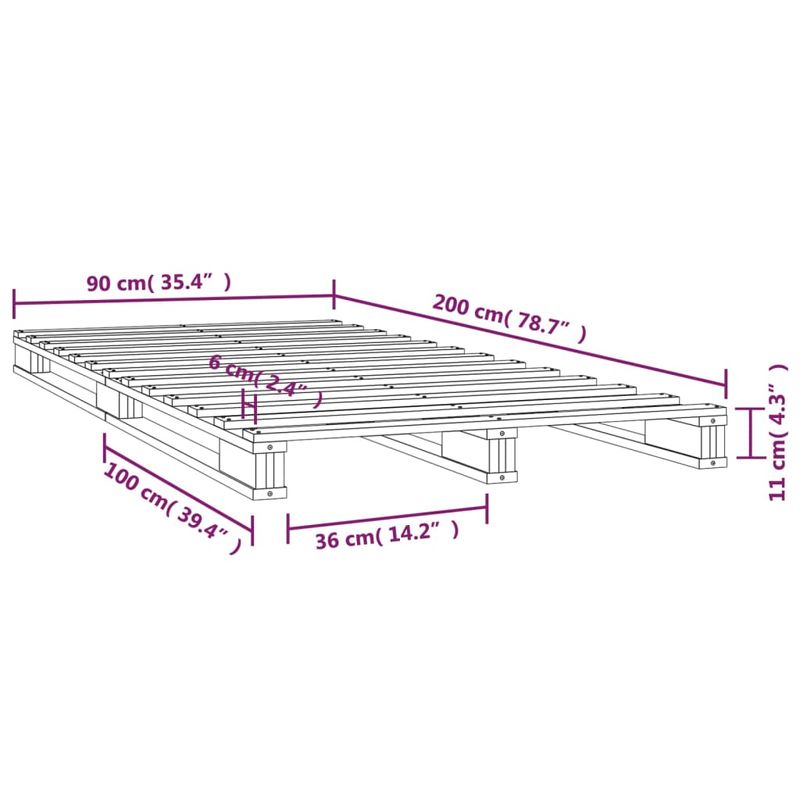 Casa si Gradina - Mobilier - Paturi si accesorii - Paturi - Pat din paleti, alb, 90x200 cm, lemn masiv de pin - Infinity.ro
