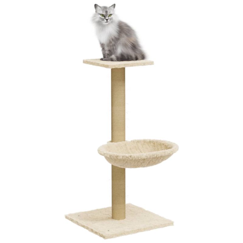 Petshop - Accesorii petshop - Jucarii animale - Ansambluri de joaca - Ansamblu de pisici cu stalp din funie de sisal, crem, 74 cm - Infinity.ro