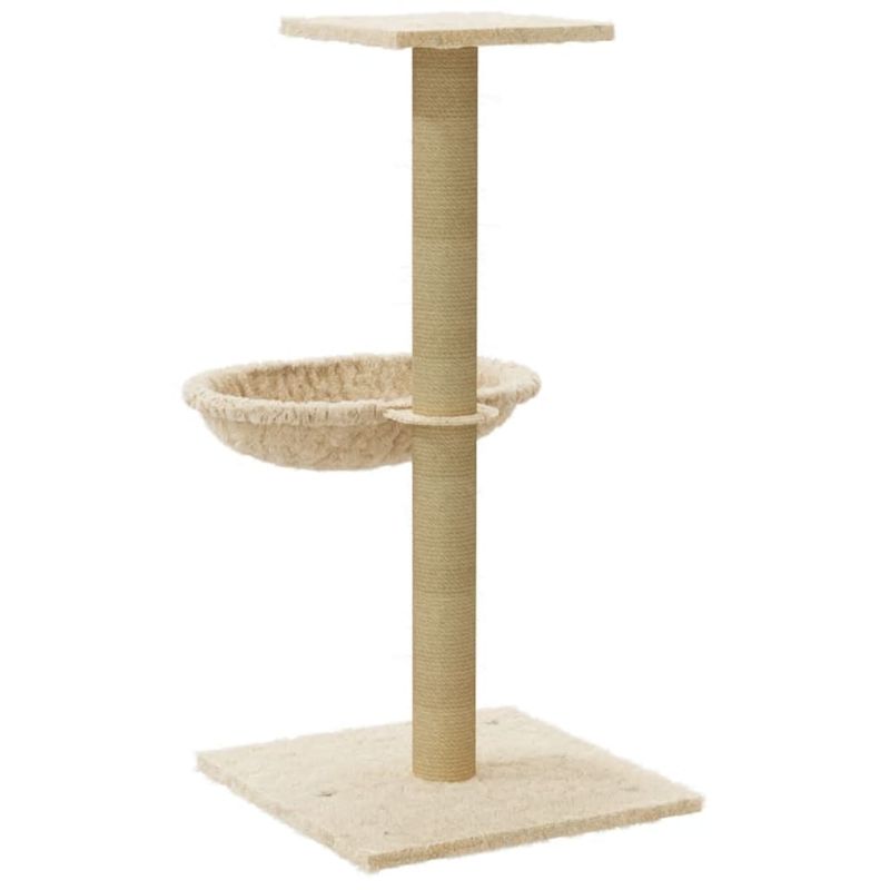Petshop - Accesorii petshop - Jucarii animale - Ansambluri de joaca - Ansamblu de pisici cu stalp din funie de sisal, crem, 74 cm - Infinity.ro