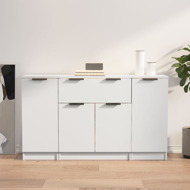 Casa si Gradina - Mobilier - Comode si corpuri - Comode - Servante, 3 piese, alb, lemn prelucrat - Infinity.ro