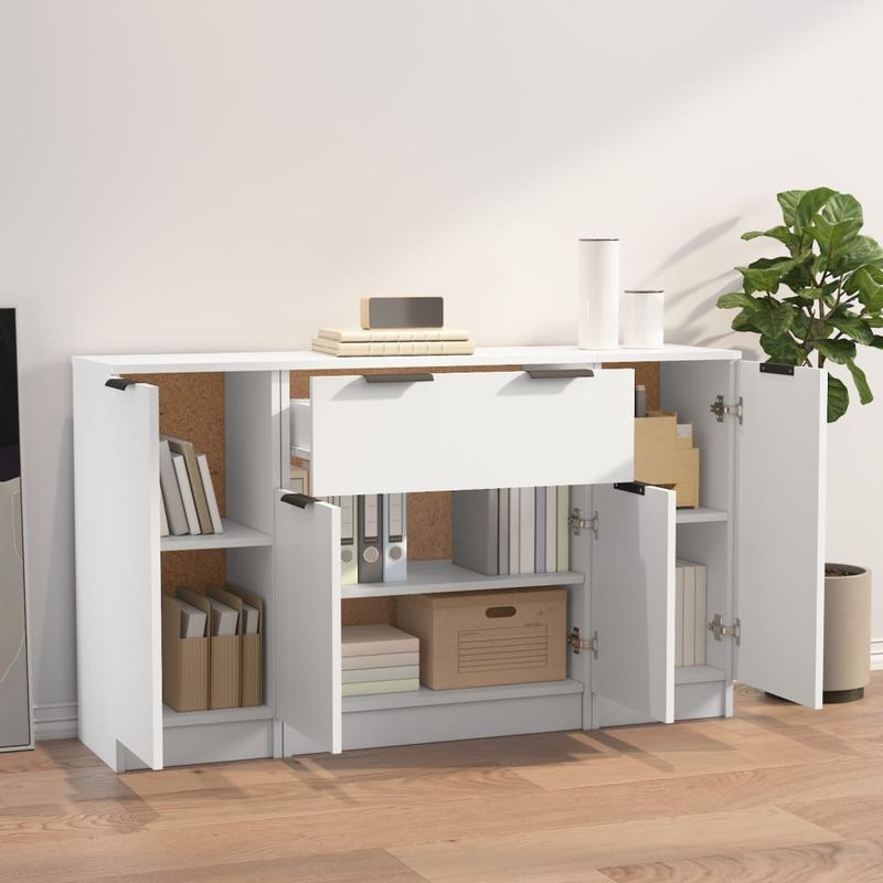 Casa si Gradina - Mobilier - Comode si corpuri - Comode - Servante, 3 piese, alb, lemn prelucrat - Infinity.ro