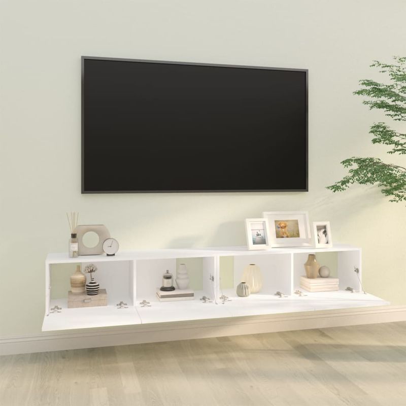 Casa si Gradina - Mobilier - Comode si corpuri - Comode - Dulapuri TV de perete 2 buc. alb 100x30x30 cm lemn compozit - Infinity.ro