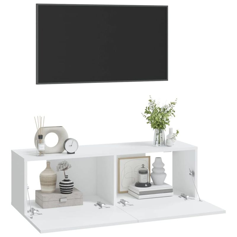 Casa si Gradina - Mobilier - Comode si corpuri - Comode - Dulapuri TV de perete 2 buc. alb 100x30x30 cm lemn compozit - Infinity.ro