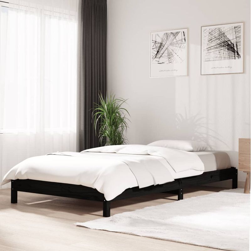 Casa si Gradina - Mobilier - Paturi si accesorii - Paturi - Pat stivuibil, negru, 80x200 cm, lemn masiv de pin - Infinity.ro