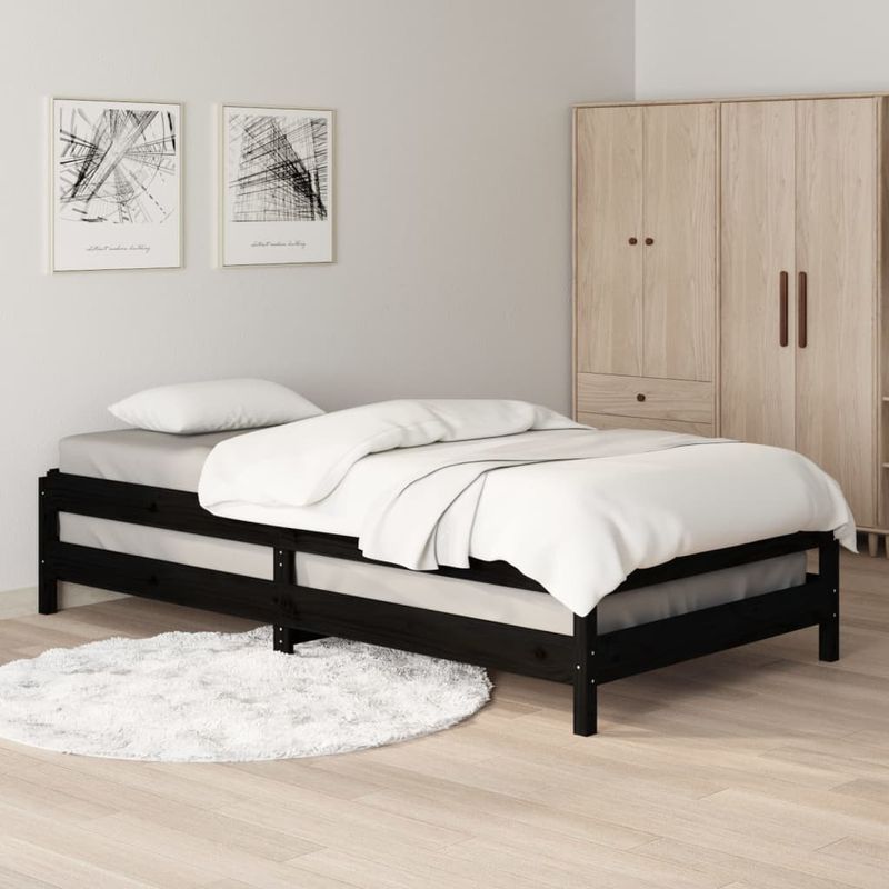Casa si Gradina - Mobilier - Paturi si accesorii - Paturi - Pat stivuibil, negru, 80x200 cm, lemn masiv de pin - Infinity.ro