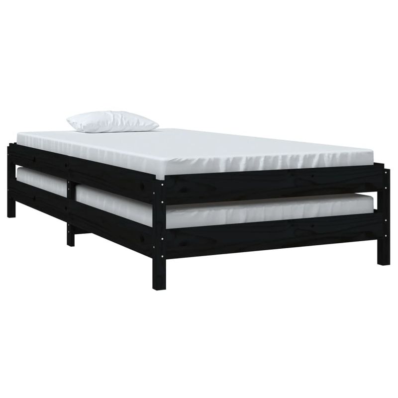 Casa si Gradina - Mobilier - Paturi si accesorii - Paturi - Pat stivuibil, negru, 80x200 cm, lemn masiv de pin - Infinity.ro