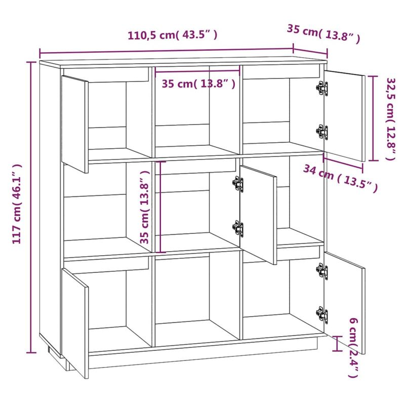Casa si Gradina - Mobilier - Comode si corpuri - Corpuri bucatarie - Dulap inalt, gri, 110,5x35x117 cm, lemn masiv de pin - Infinity.ro