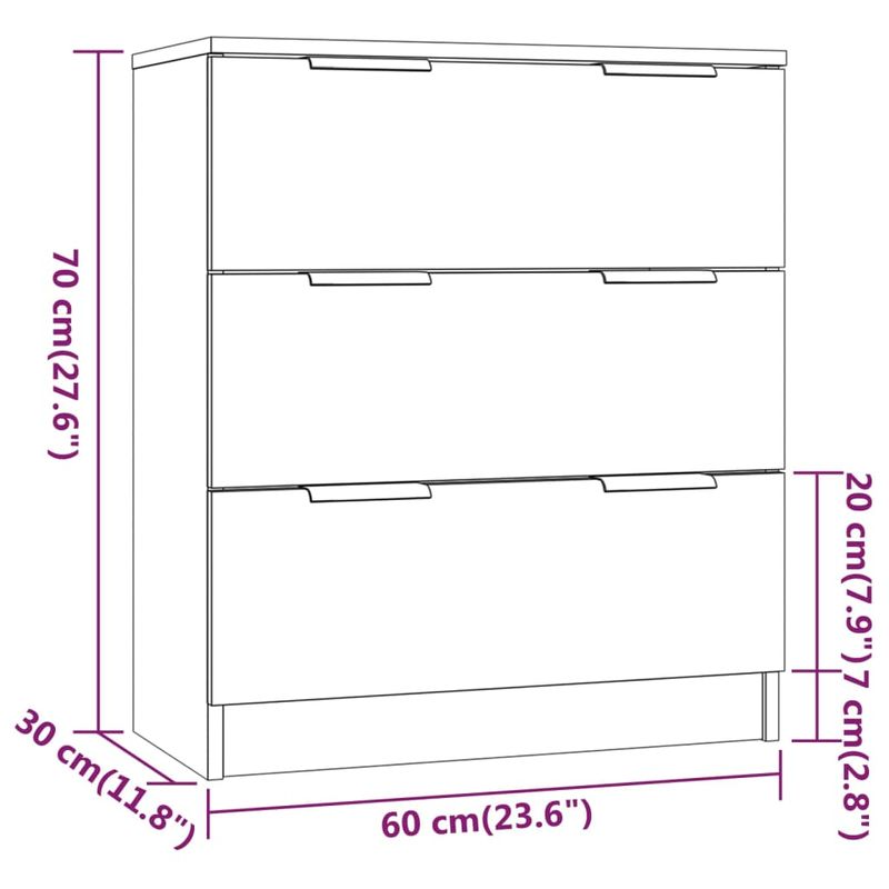 Casa si Gradina - Mobilier - Comode si corpuri - Comode - Servante, 3 piese, stejar sonoma, lemn prelucrat - Infinity.ro